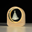 Luminária Nossa Senhora Aparecida Cristal LED 3D Mesa Presente Quarto Decoração Religiosa Católico