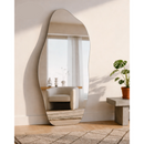 Espelho Orgânico 120X50 e 80x40 Lapidado Moderno Grande Form Flame Com Suporte Invisível Luxo