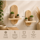 Prateleira Decorativa Suspensa de Parede em Madeira Pinus com Design Moderno para Plantas e Objetos