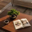 Bonsai Artificial Decoração Zen Planta Realista Dragão Verde Vaso Escuro com Pedras