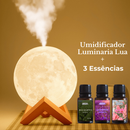 Umidificador Luminária + Essências Abajur 2em1 900ml Lua 3d Vaporizador de Ambiente Difusor De Ar